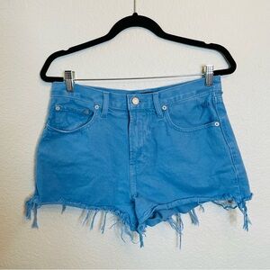 Lucky Brand Blue Cut Off Stretchy Denim Raw Hem Relaxed Shorts | Size 6/28